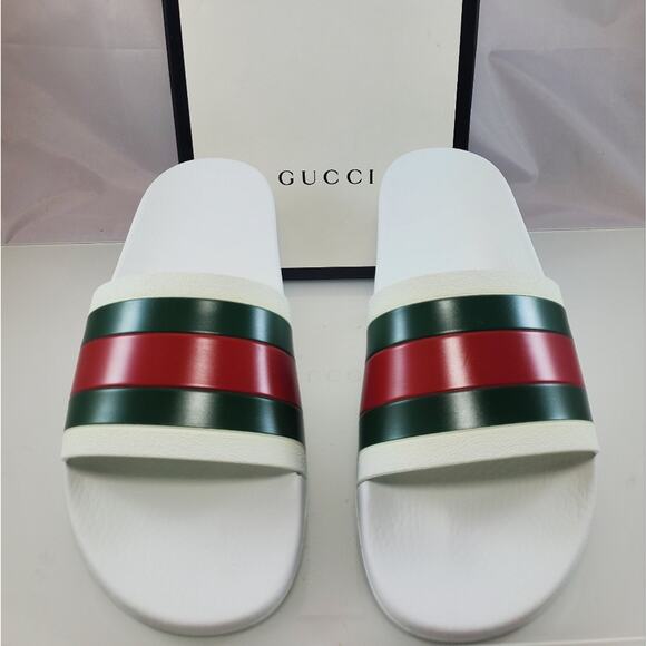 NWT$400 GUCCI Signature Pursuit 72 Stripe Slip-on Slide Sandals Sz 10G (10.5-11) - Picture 9 of 16